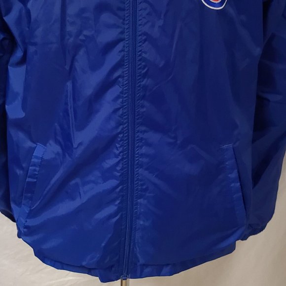 Vtg Adidas Chicago Cubs Men Large Blue Three Stripes Full Zip Windbreaker Jacket - Picture 5 of 13